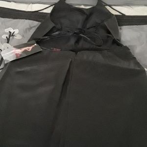 New Black Leather Halter Dress